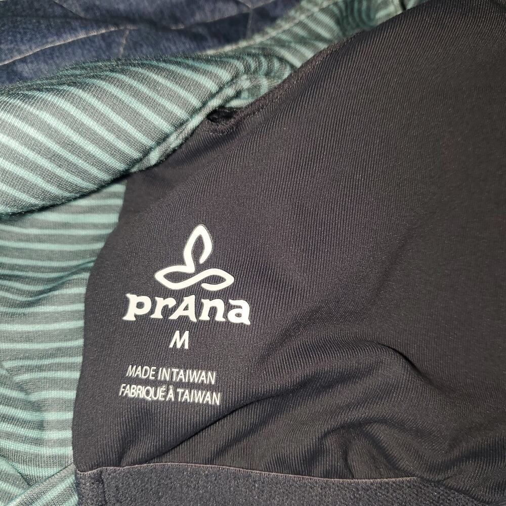 prAna Skypath Dress M Teal Gray Stripe Built In Bra Midi Active Outdooor - Picture 7 of 10